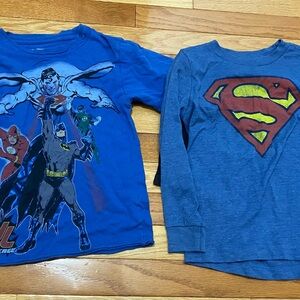 Set of 2 Youth Size 4 Superhero Spider-Man and Justice League Kids Long Sleeve